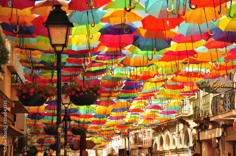 Colorful umbrella in Agueda, Portugal