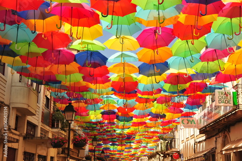 Colorful umbrella in Agueda, Portugal photo