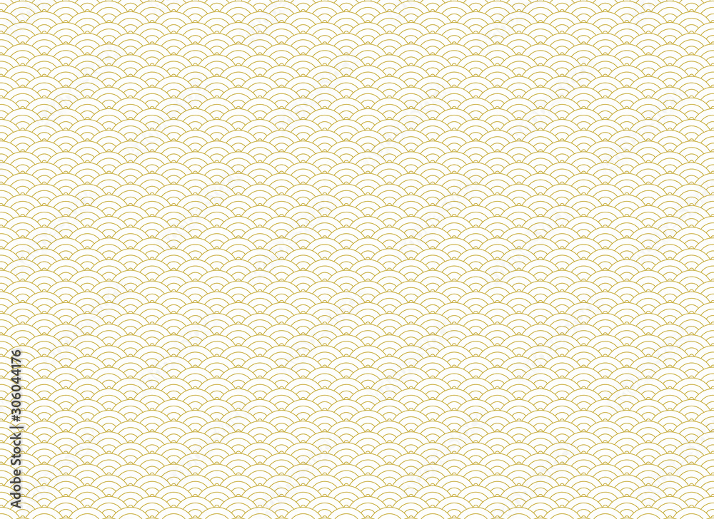 背景 青海波 和柄 模様 紋様 文様 日本 伝統 和風 波形 金 ゴールド Stock Vector Adobe Stock