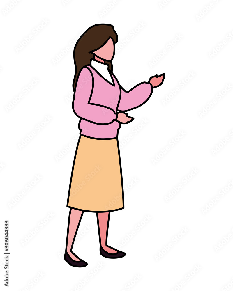 woman standing on white background