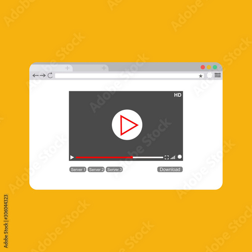 Video Streaming Vector Icon. Play video online mock up. Vector illustration.