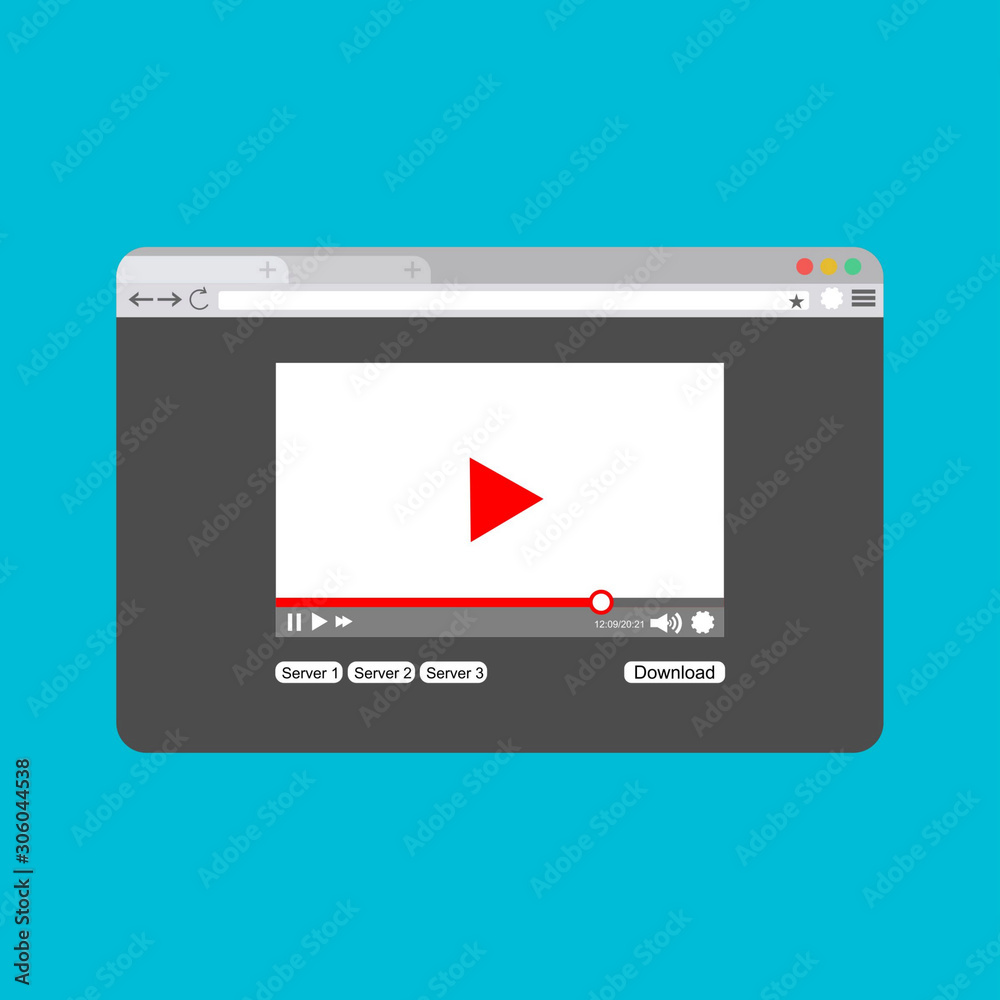 Modern video player design template for web and mobile apps flat style. Vector illustration Modern video player design template for web and mobile apps flat style. Vector illustration