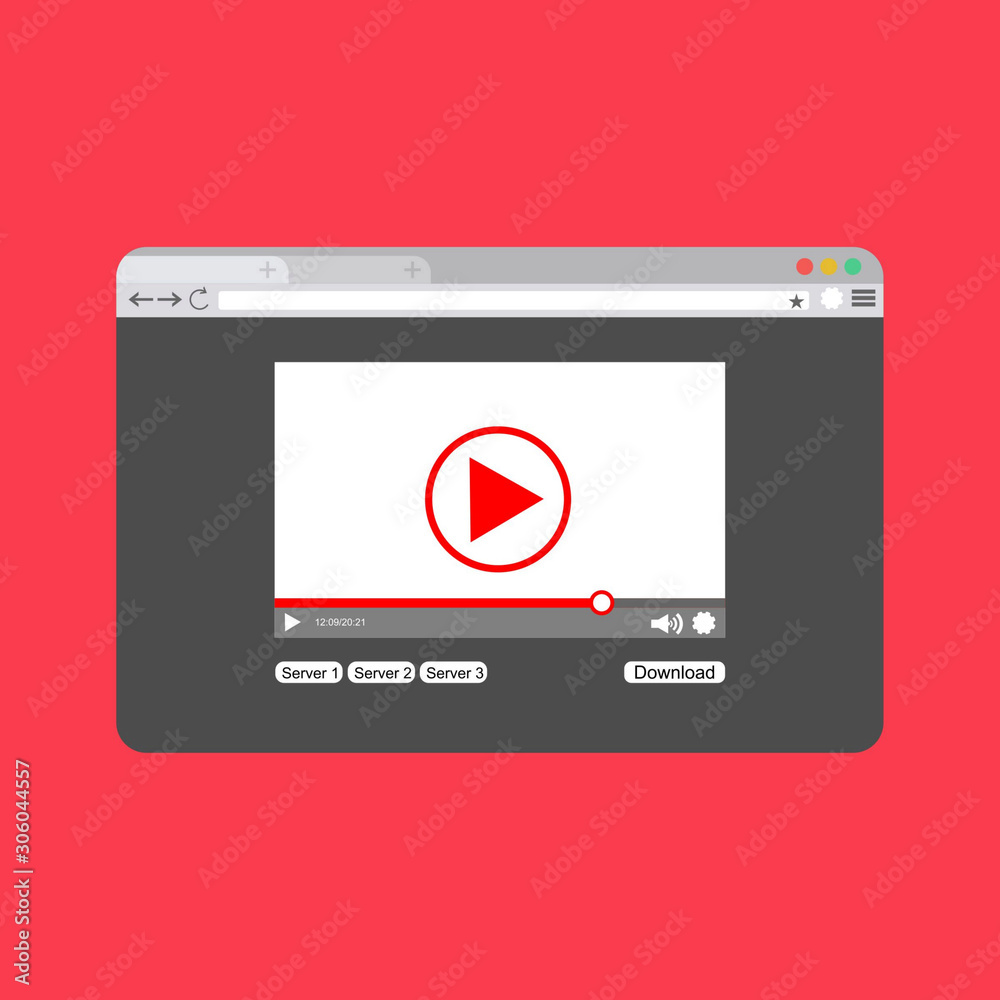 Modern video player design template for web and mobile apps flat style. Vector illustration Modern video player design template for web and mobile apps flat style. Vector illustration