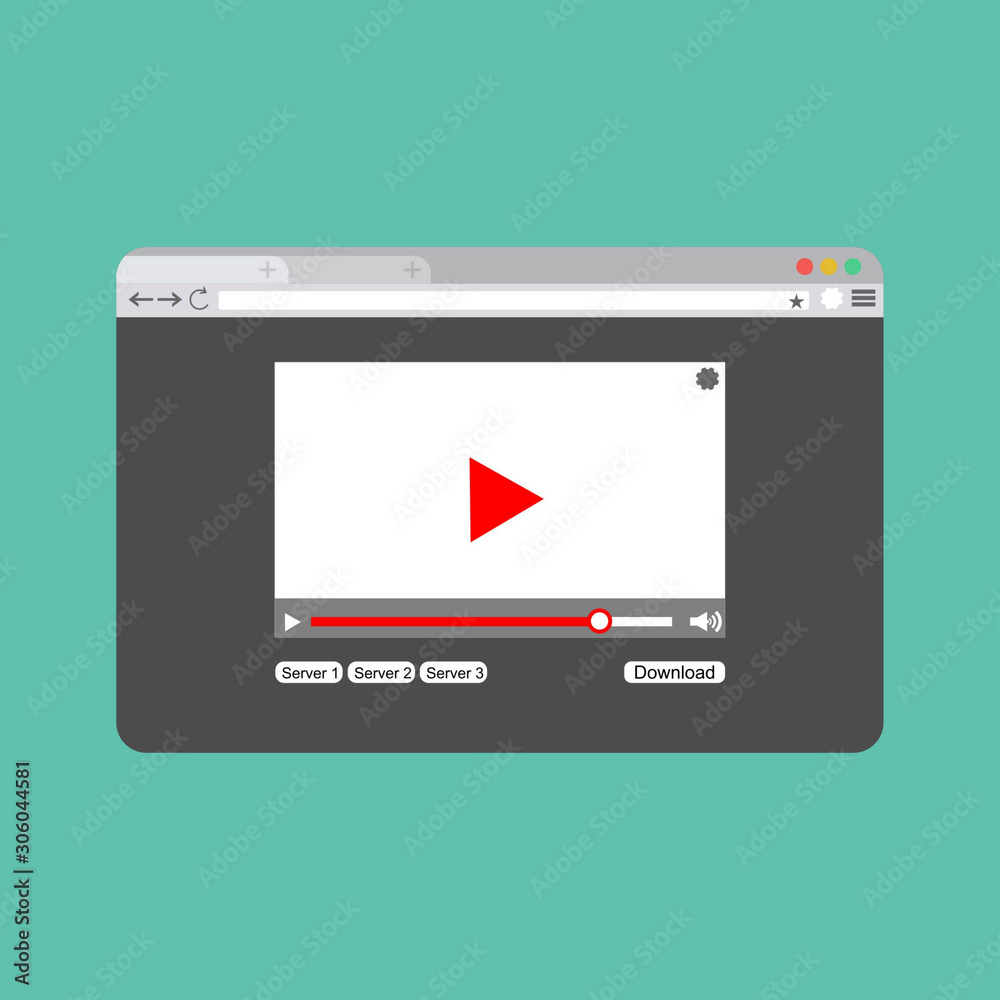 Modern video player design template for web and mobile apps flat style. Vector illustration Modern video player design template for web and mobile apps flat style. Vector illustration