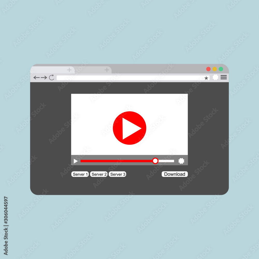 Modern video player design template for web and mobile apps flat style. Vector illustration Modern video player design template for web and mobile apps flat style. Vector illustration