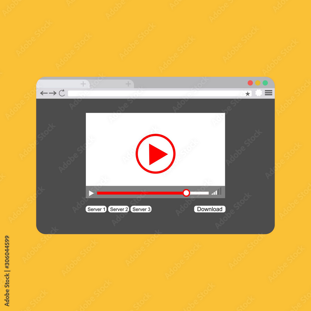 Modern video player design template for web and mobile apps flat style. Vector illustration Modern video player design template for web and mobile apps flat style. Vector illustration