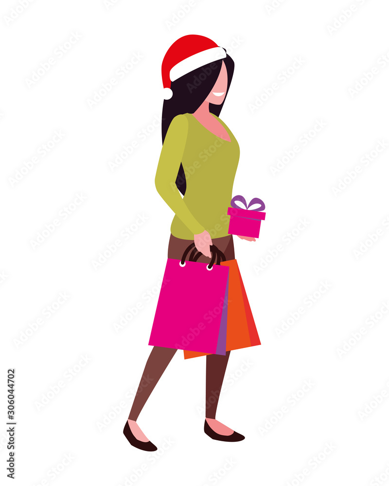 woman with gift boxes on white background woman with gift boxes on white background