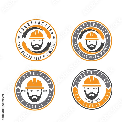 worker construction service logo designs
