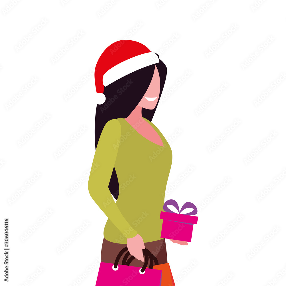 woman with gift boxes on white background woman with gift boxes on white background