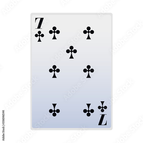 seven of club card icon, flat design