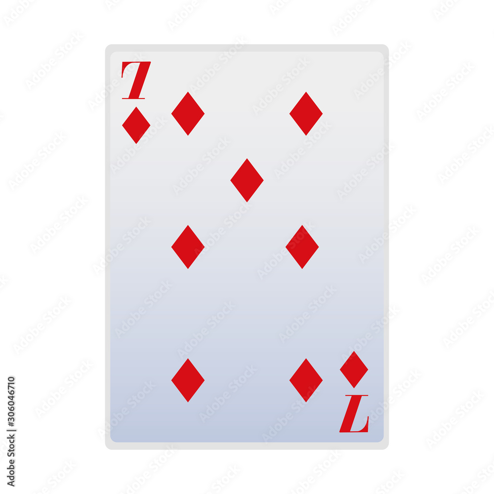 seven of diamonds card icon, flat design