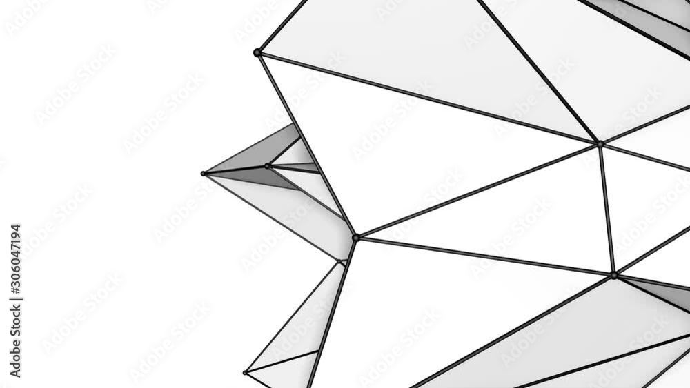 white low poly figure covered with a black mesh is slowly deformed. 3d render animation white low poly figure covered with a black mesh is slowly deformed. 3d render animation