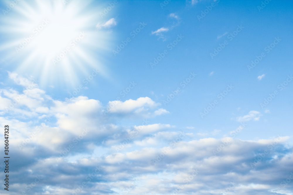 Fantastic soft white clouds against blue sky