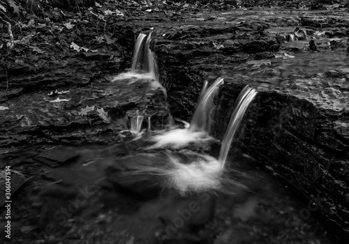 waterfall black and white at McConnell's Mills state park Pennsylvania  photo