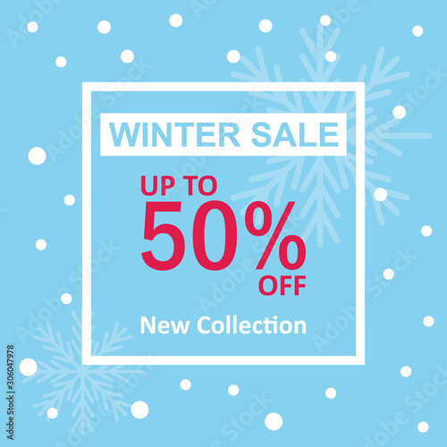 Winter Sale Poster Discount Vector Illustration