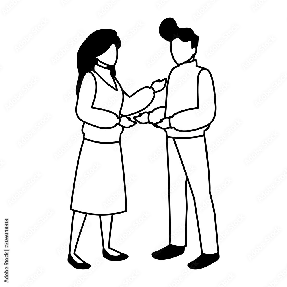 couple of people standing on white background couple of people standing on white background