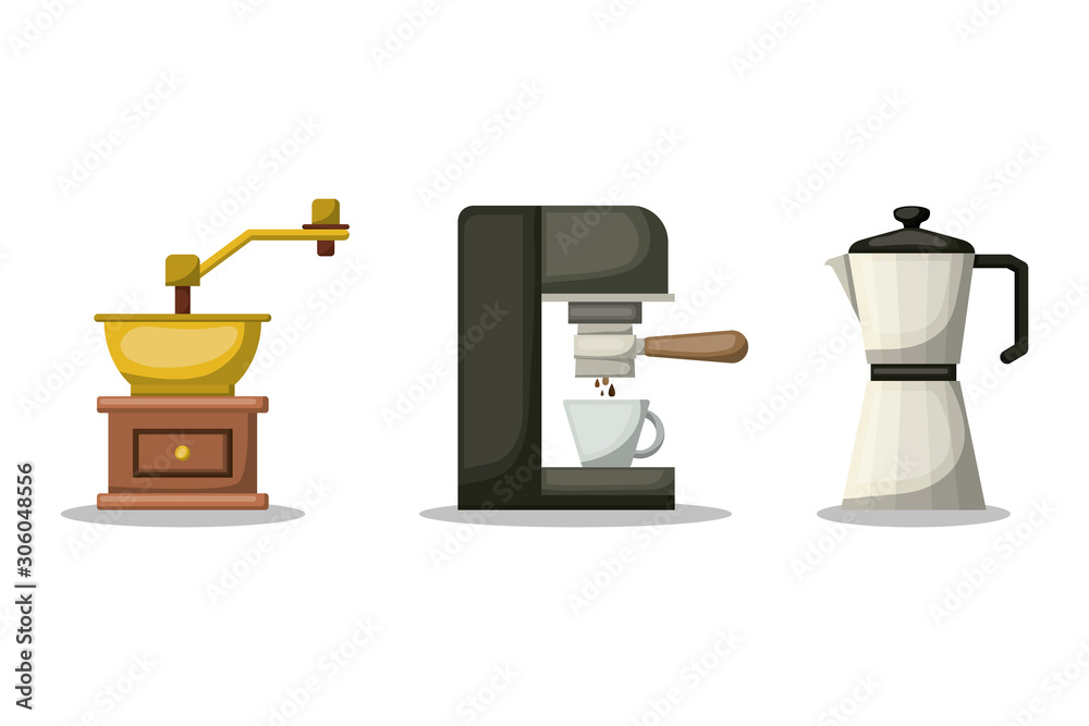 Coffee grinder machine and kettle vector design Coffee grinder machine and kettle vector design