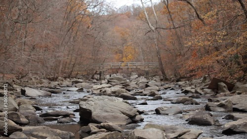 Wallpaper Mural Rock Creek with Rapids Bridge in the background in soft focus - Rock Creek Park - Washington, DC - Autumn Torontodigital.ca