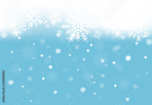 Merry Christmas and Happy New Year background with Christmas tree made of snowflakes. Vector illustration