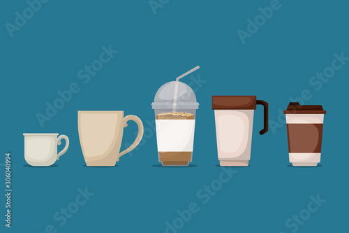 Style coffee mugs vector design