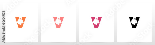 Cat Head Inside Letter Logo Design V