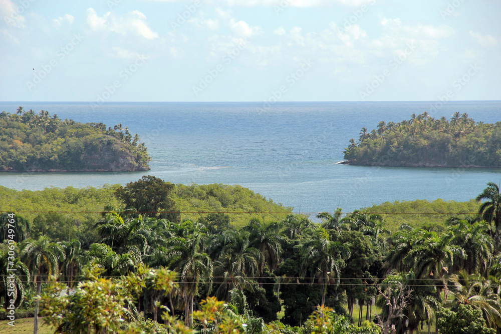 Beautiful sea view of Alejandro de Humboldt National Park in Baracoa, Cuba, UNESCO World Natural Heritage Site, named honoring the eminent german naturalist Alexander Von Humboldt.