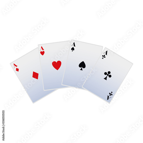 aces of playing cards icon over white background, colorful design ,