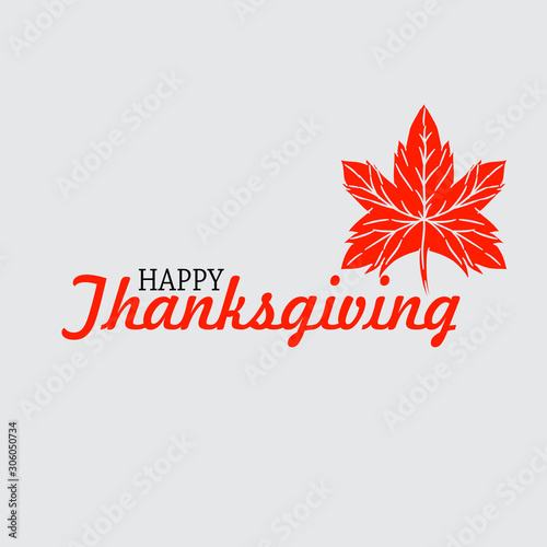 the happy thanksgiving postcard wallpaper design with leaf logo photo
