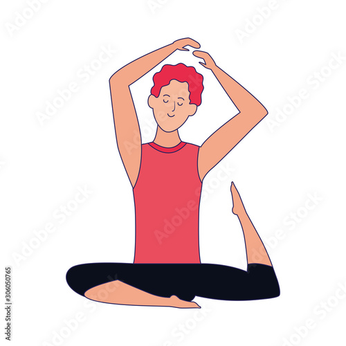 cartoon man doing yoga icon