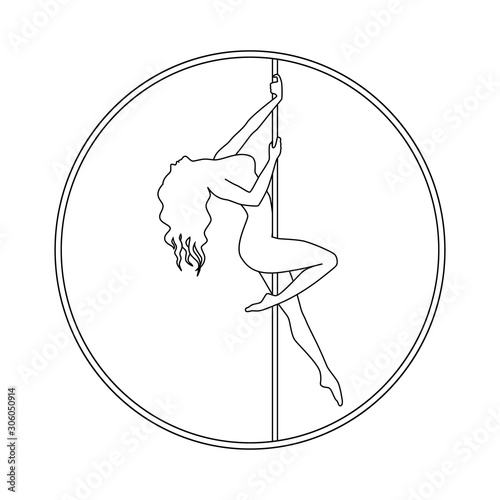 silhouette women pole dance exotic logo black and white