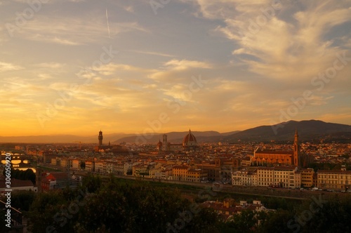 the sunset of Michelangelo square in florence