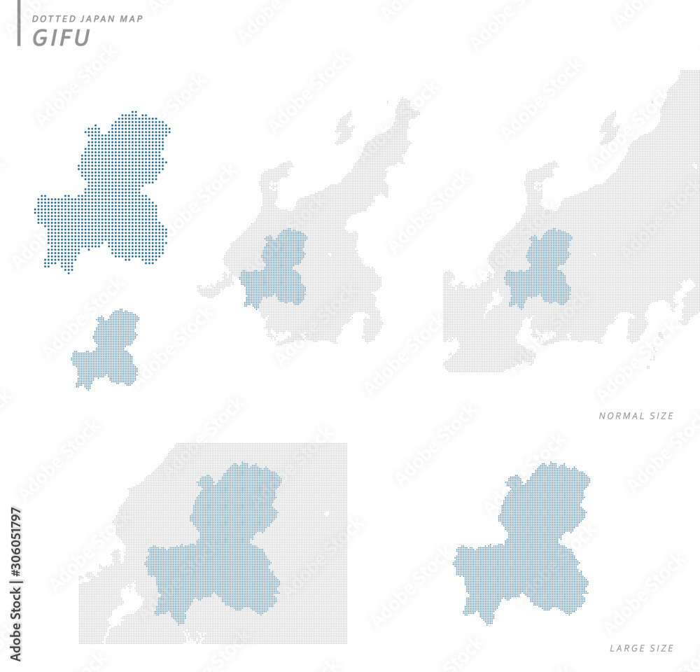 dotted Japan map, Gifu