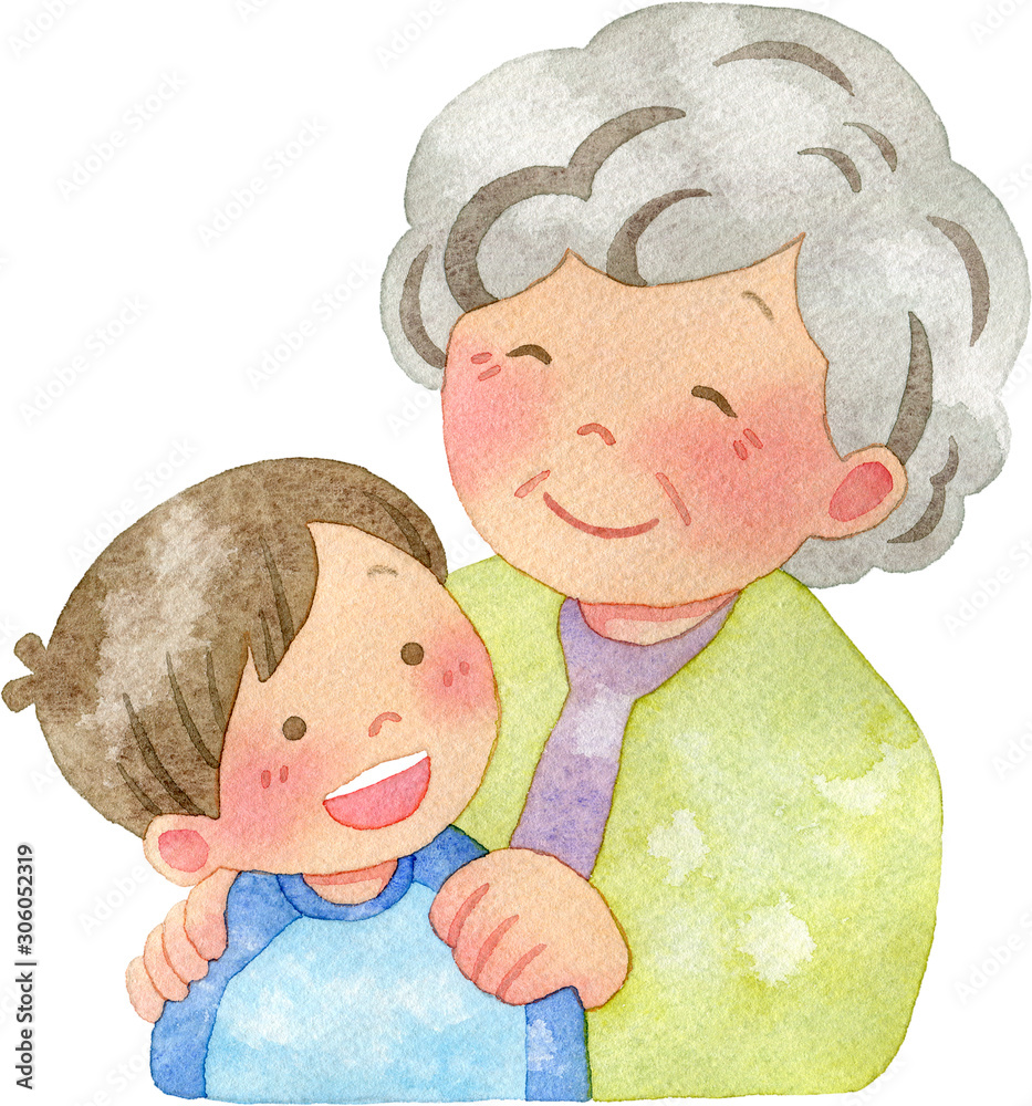 子供の肩に手を置くおばあさん Stock イラスト Adobe Stock 子供の肩に手を置くおばあさん Stock イラスト Adobe Stock