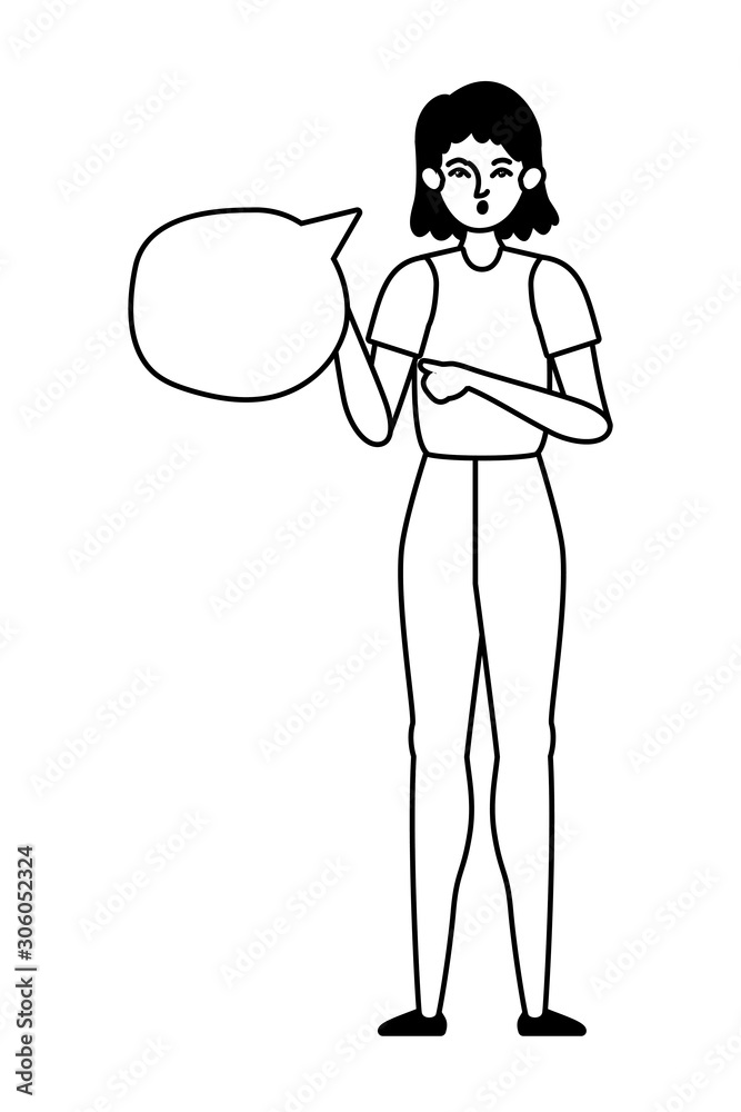 Avatar woman with communication bubble vector design Avatar woman with communication bubble vector design