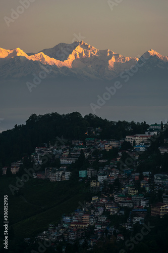 sunrise on kangchenjunga at darjeeling photo