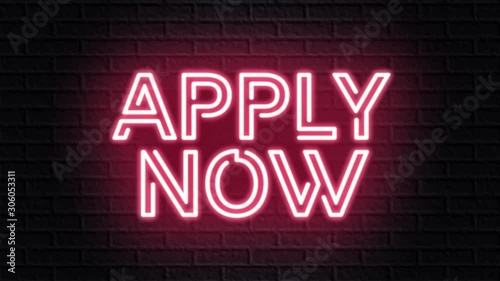 red neon video animation apply now