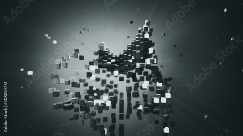 Chaotic flying grey cubes 3...