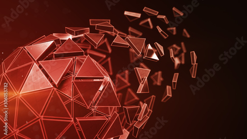 Red platonic ball with flyi...