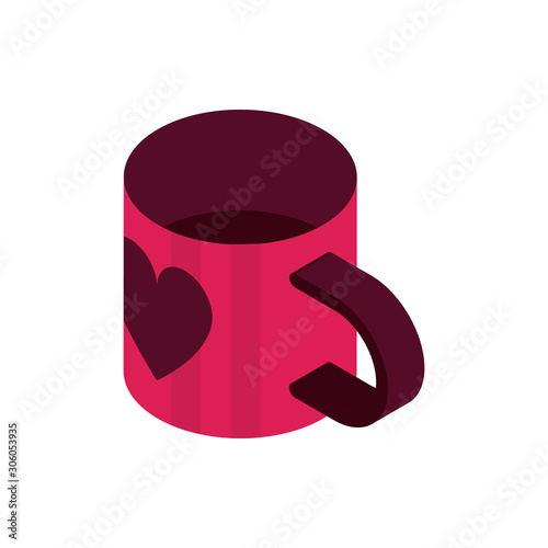 happy valentines day coffee cup love isometric icon