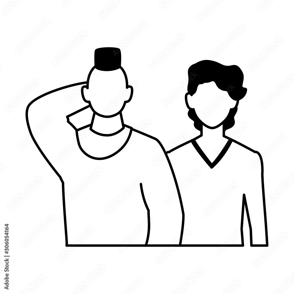 Fototapeta premium men faceless with different poses on white background