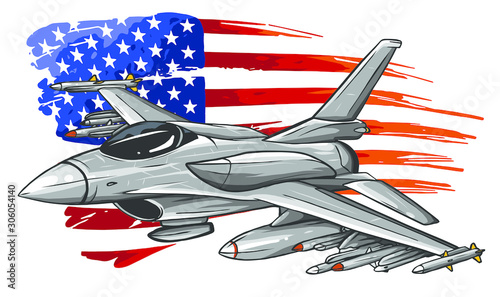 Military fighter jets isolated on background. Vector illustration