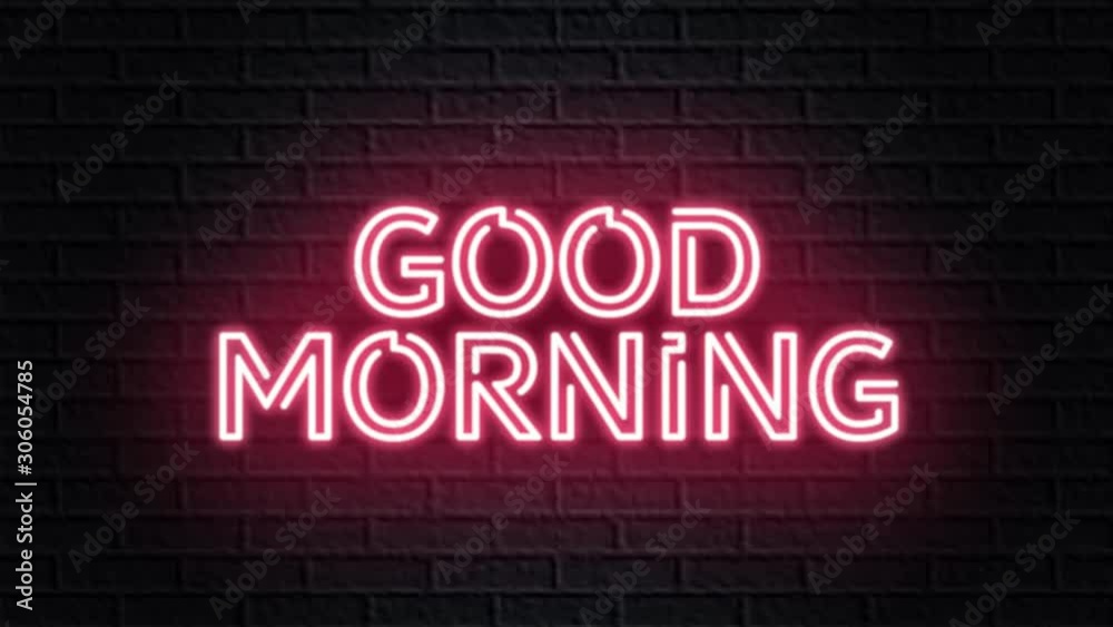 red neon video animation good morning red neon video animation good morning