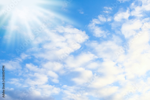 Fantastic soft white clouds against blue sky