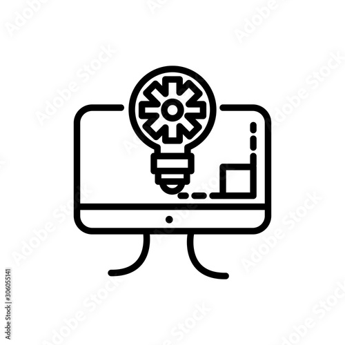 computer modeling bulb creativity architecture icon line style