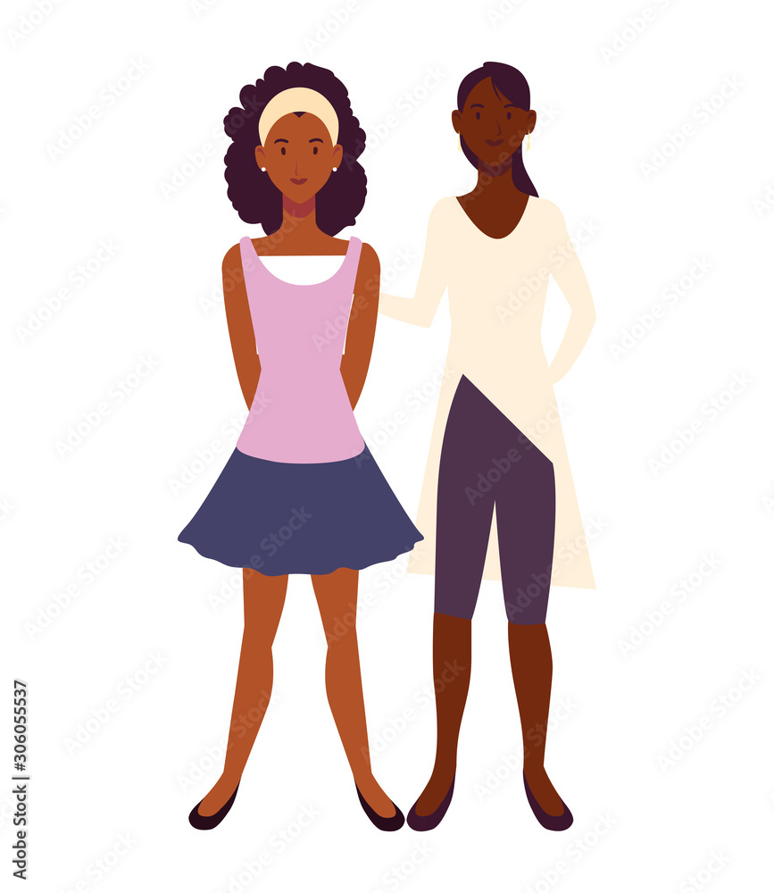 women standing with different poses on white background women standing with different poses on white background