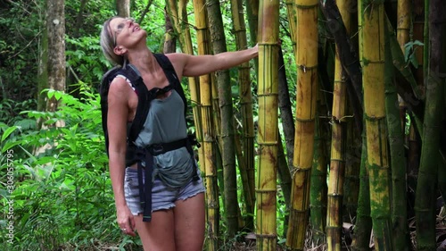 Woman Admiring Bamboo Forest