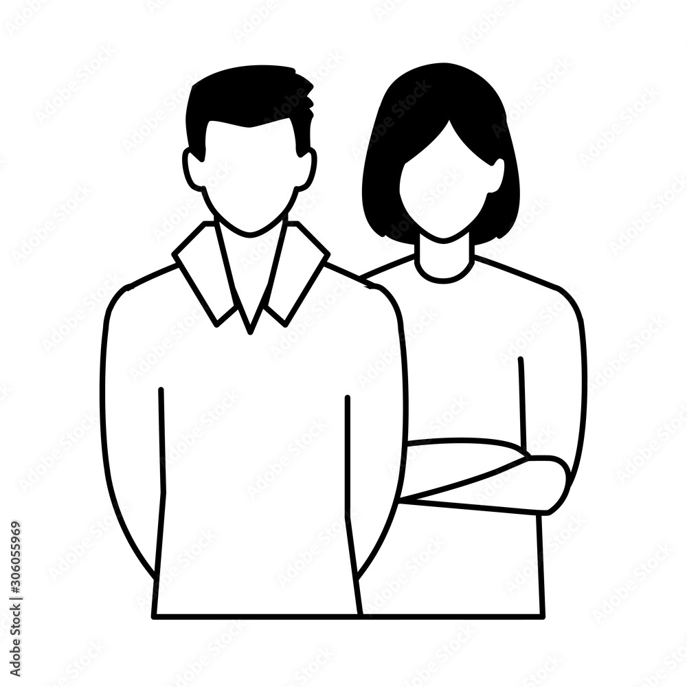 Fototapeta premium men faceless with different poses on white background