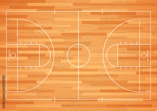 Basketball court floor with line. Vector illustration