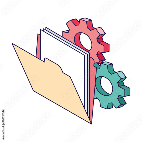gear wheels and document folder icon