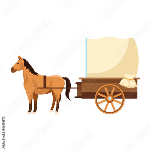 horse and vintage carriage icon